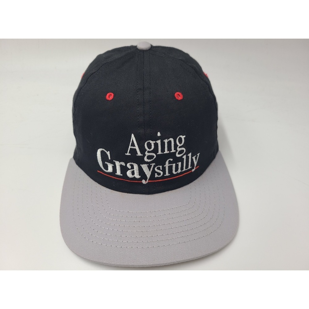 Vintage Aging Graysfully Snapback Hat Cap Funny‎ Humor Joke Men Women Black Gray